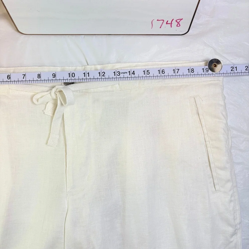 Tasso Elba Island Mens 38x30‎ White 100% Linen Drawstring Straight Leg Pants